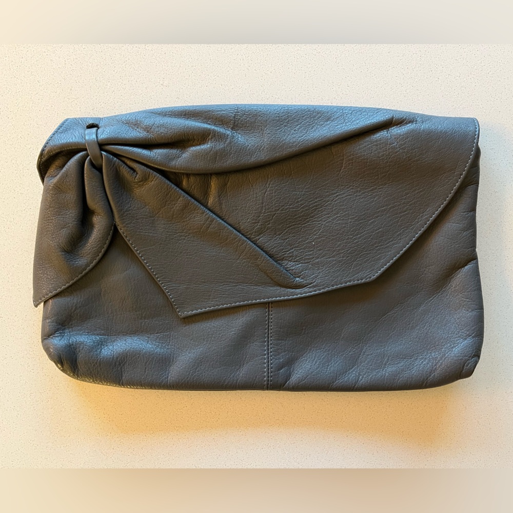 Vintage Bermans Large Gray Leather Clutch